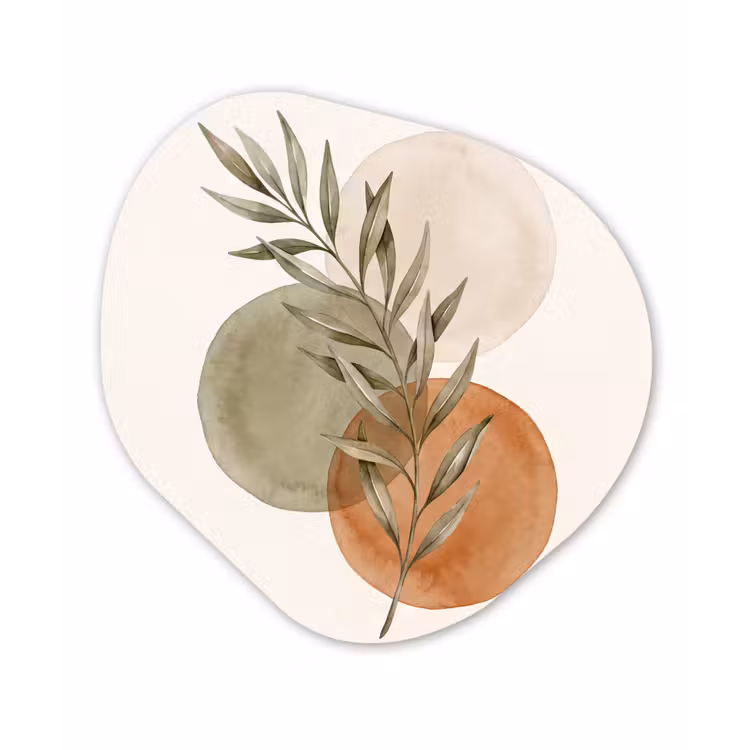 Organic painting - Aluminum -. Plant - Circles - Abstract - Plant - Cirkels - Abstract Wandcirkel Organisch Aluminium middel