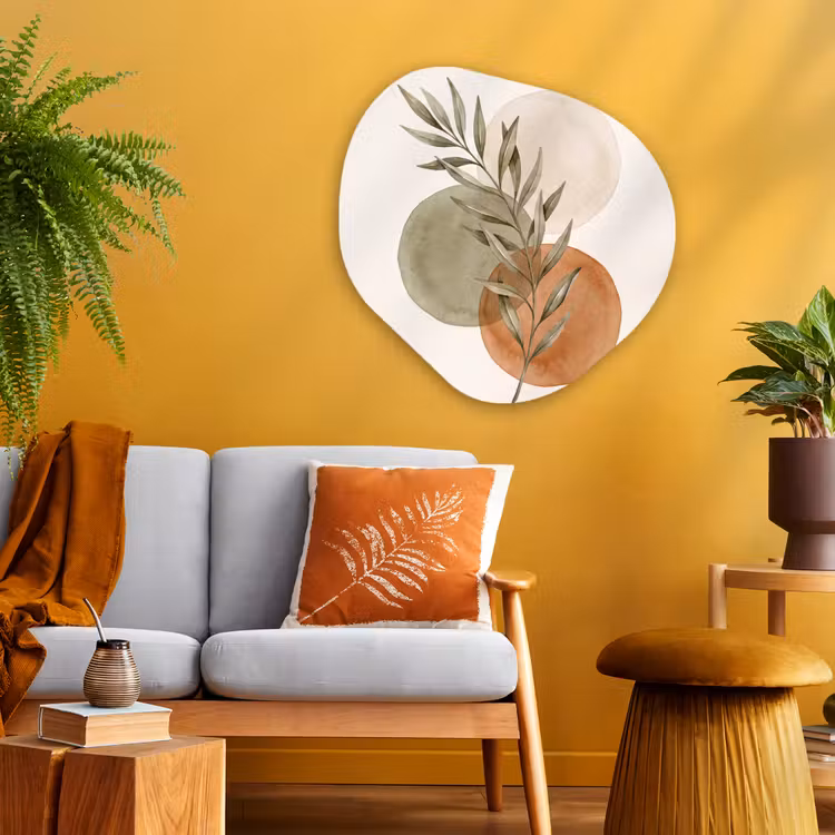 Organic painting - Aluminum -. Plant - Circles - Abstract - Plant - Cirkels - Abstract Wandcirkel Organisch Aluminium middel
