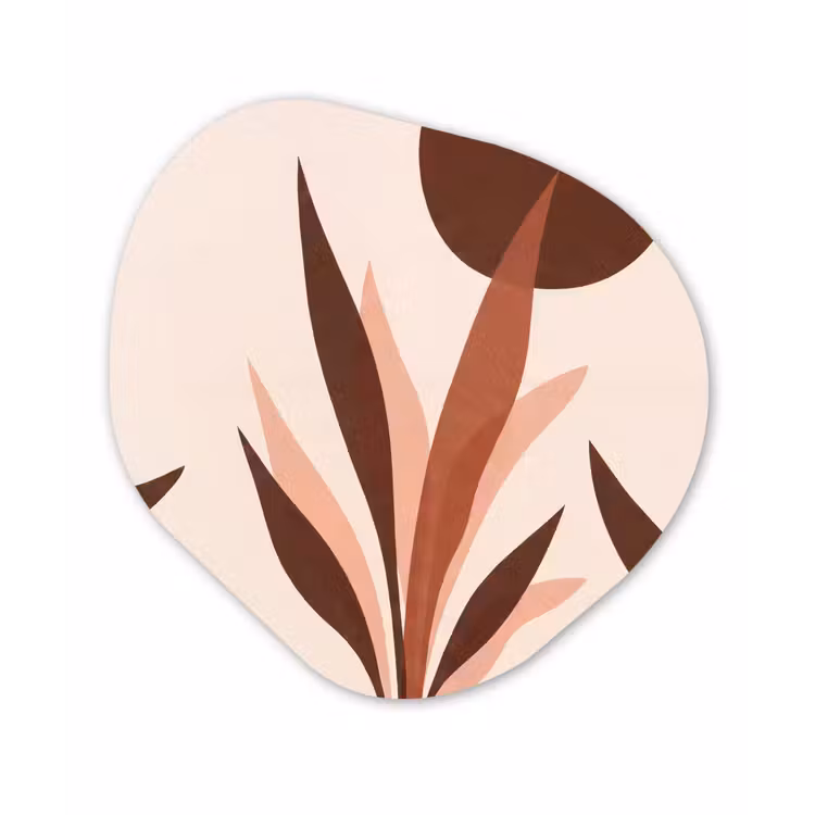 Planten - Abstract - Natuur - Bruin Wandcirkel Organisch Aluminium middel -3d