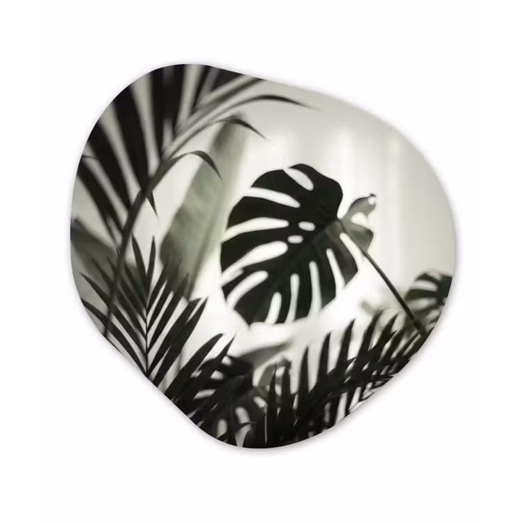 Planten - Bladeren - Natuur - Minimalistisch - Groen Wandcirkel Organisch Aluminium middel -3d