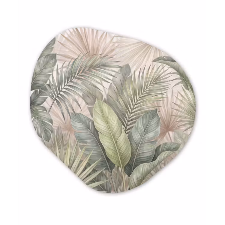 Planten - Tropisch - Bladeren - Groen - Natuur Wandcirkel Organisch Aluminium middel -3d