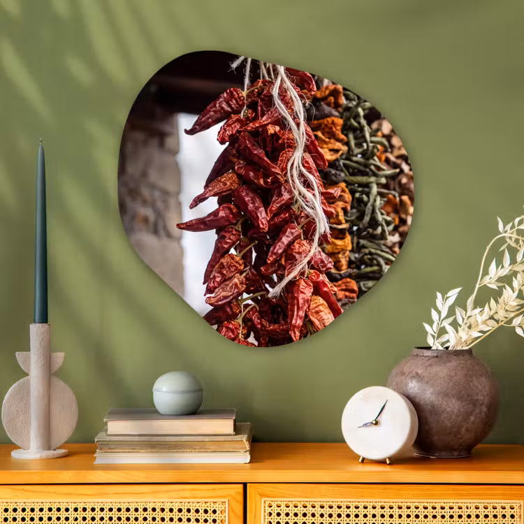 Organic painting - Aluminum -. Red Peppers - Food - Rode pepers - Eten Wandcirkel Organisch Aluminium middel