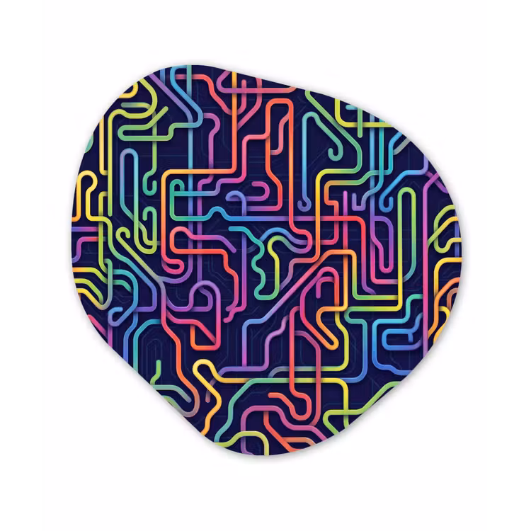 Retro - Abstract - Neon Wandcirkel Organisch Aluminium middel -3d