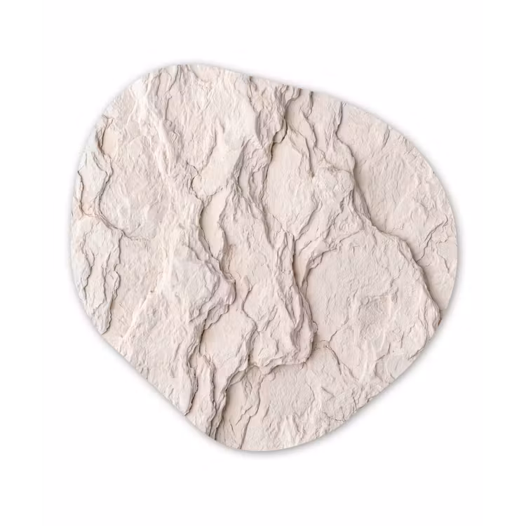 Rots - Structuur - Natuur - Beige - Abstract Wandcirkel Organisch Aluminium middel -3d