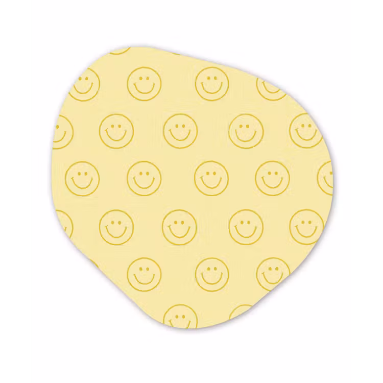 Smileys - Patroon - Retro - Zachtgeel Wandcirkel Organisch Aluminium middel 851 -3d