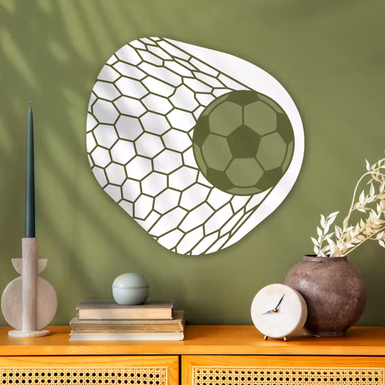 Voetbal - Goal - Sport - Groen Wandcirkel Organisch Aluminium middel -sfeer2