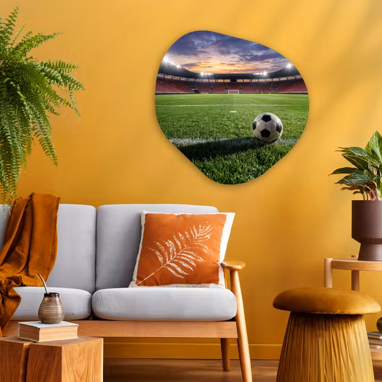 Voetbal - Stadion - Sport - Groen Wandcirkel Organisch Aluminium middel -sfeer4