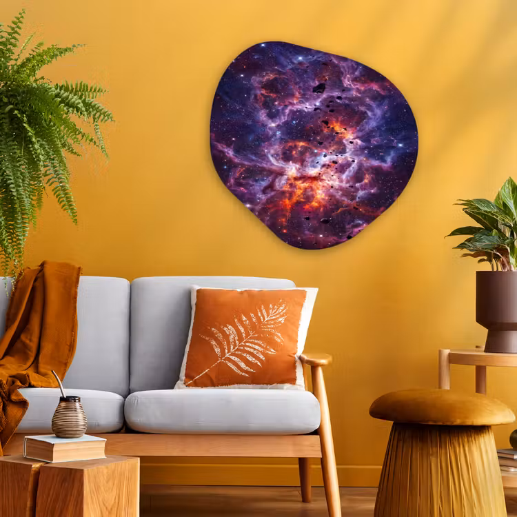 Space - Stars - Abstract - Colorful Wandcirkel Organisch Aluminium middel -sfeer4