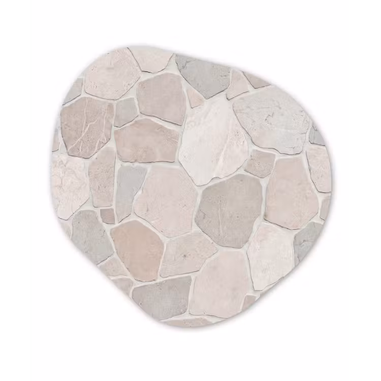 Steen - Patroon - Textuur - Beige Wandcirkel Organisch Aluminium middel -3d