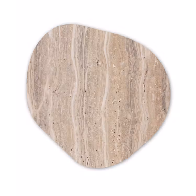 Steen - Patroon - Textuur - Natuurlijk - Beige Wandcirkel Organisch Aluminium middel -3d