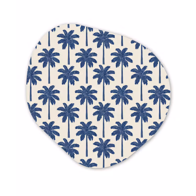 Symmetrisch - Palm - Blauw Wandcirkel Organisch Aluminium middel 851 -3d