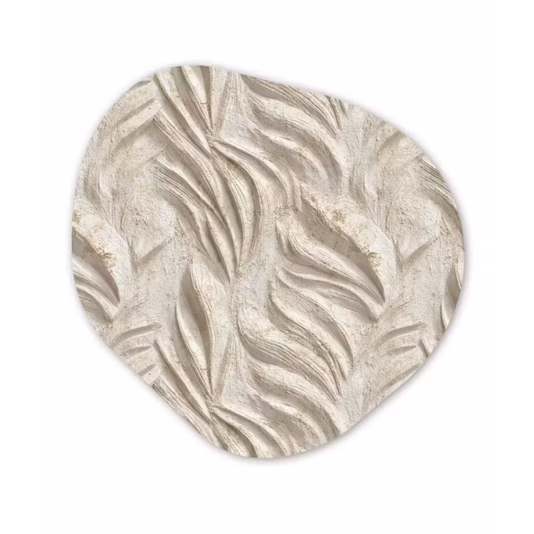 Textuur - Reliëf - Beige Wandcirkel Organisch Aluminium middel 851 -3d