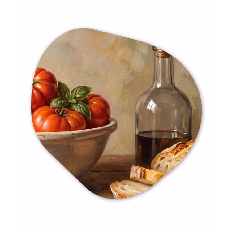 Organic painting - Aluminum -. Tomatoes - Bowl - Food - Tomaten - Kom - Eten Wandcirkel Organisch Aluminium middel