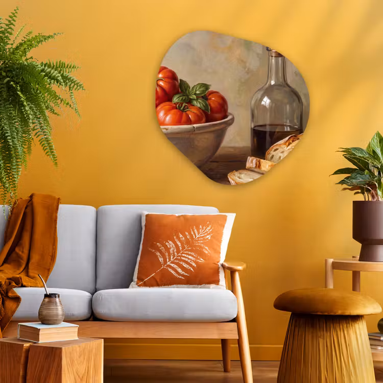 Organic painting - Aluminum -. Tomatoes - Bowl - Food - Tomaten - Kom - Eten Wandcirkel Organisch Aluminium middel