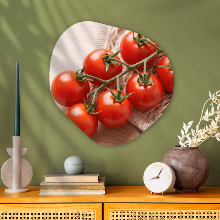 Organic painting - Aluminum -. Tomatoes - Fresh - Food - Tomaten - Vers - Eten Wandcirkel Organisch Aluminium middel