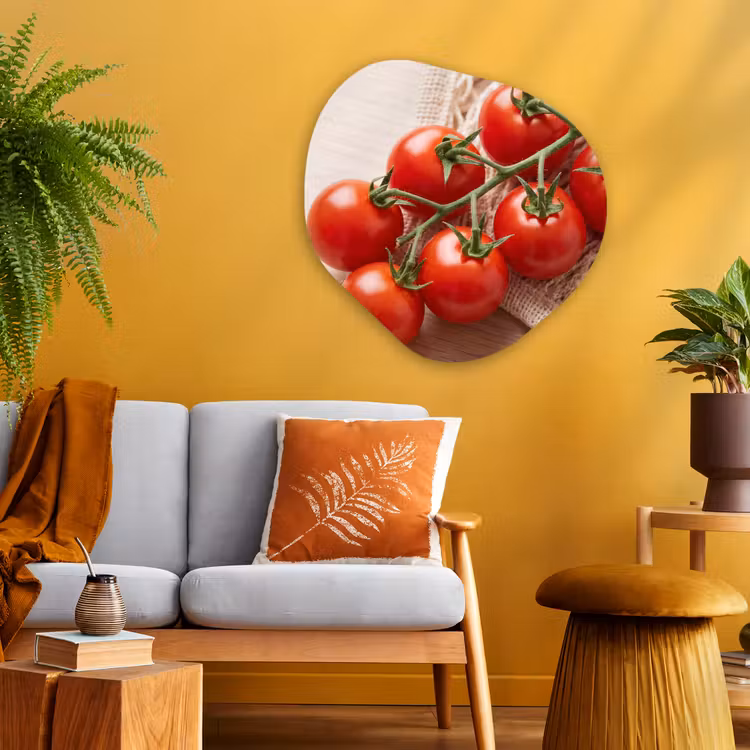 Organic painting - Aluminum -. Tomatoes - Fresh - Food - Tomaten - Vers - Eten Wandcirkel Organisch Aluminium middel
