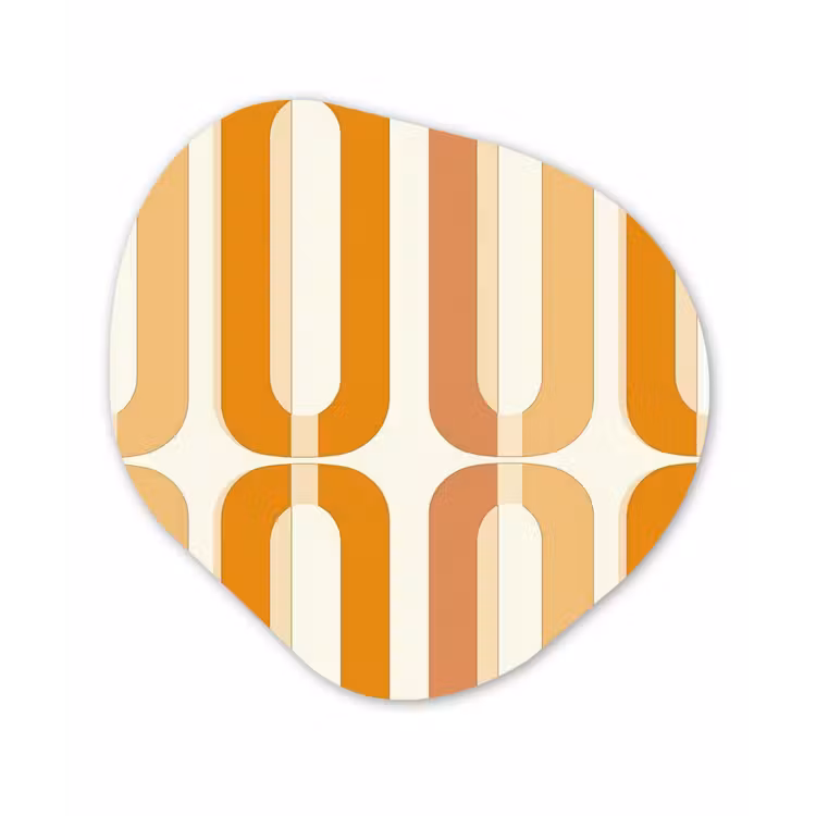 U-vorm - Retro - Oranje Wandcirkel Organisch Aluminium middel 851 -3d