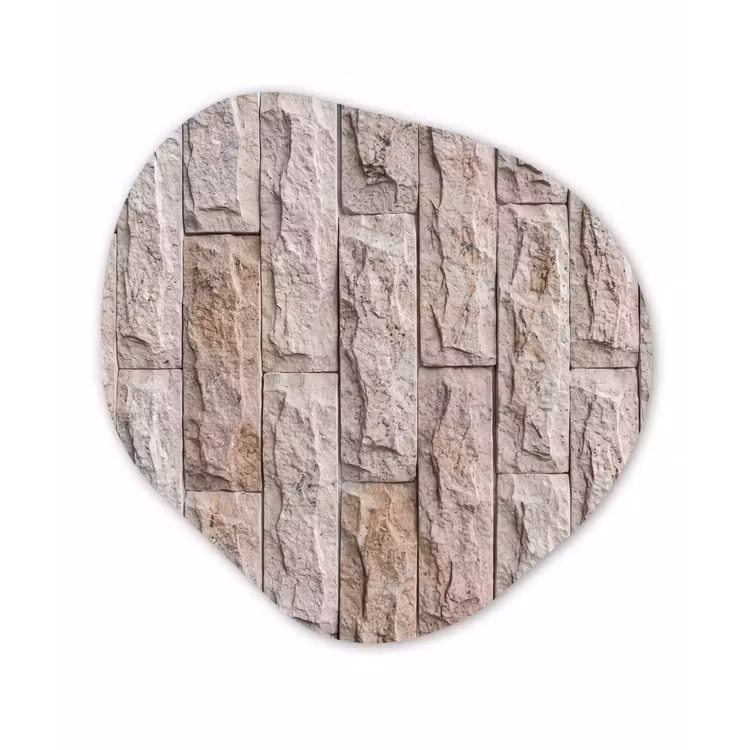 Muur - Steen - Ruw - Beige - Textuur Wandcirkel Organisch Aluminium middel -3d
