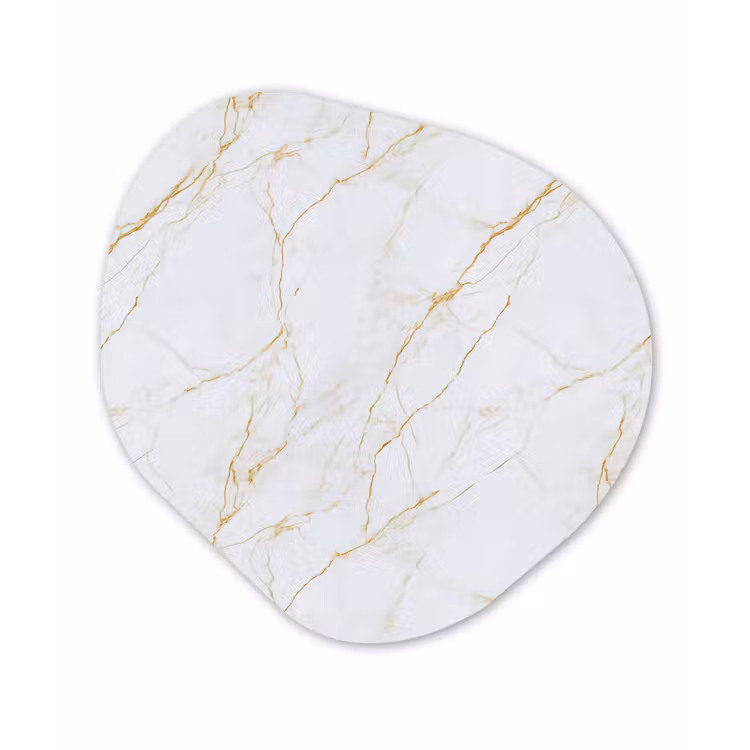 Wit - Marmer - Goud - Luxueus Wandcirkel Organisch Aluminium middel 851 -3d