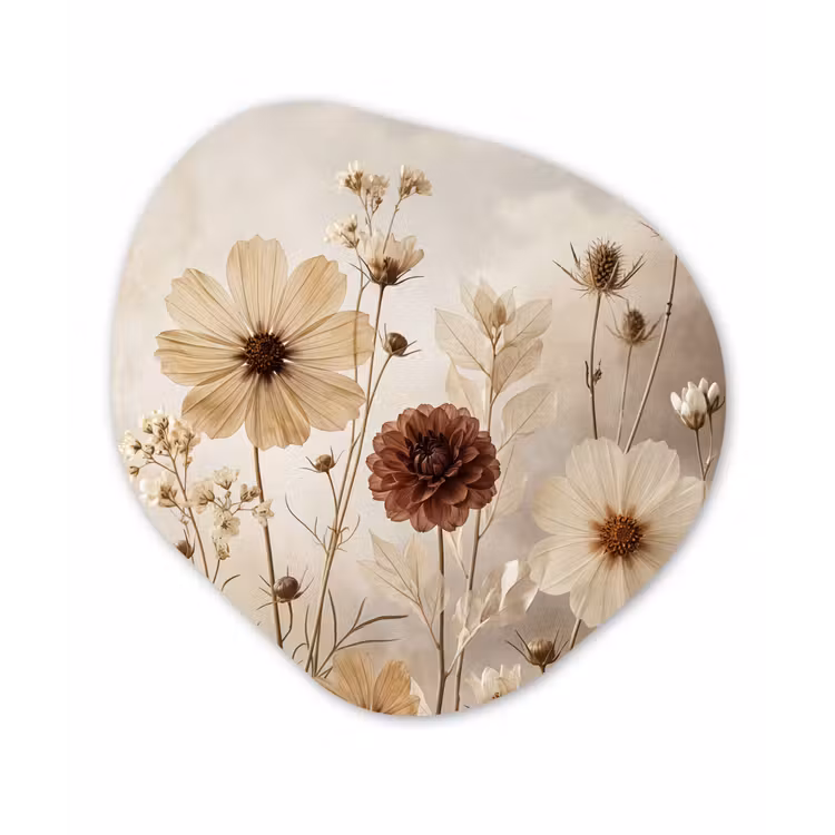 Wilde bloemen - Botanisch - Vintage - Natuur - Rustiek Wandcirkel Organisch Aluminium middel -3d
