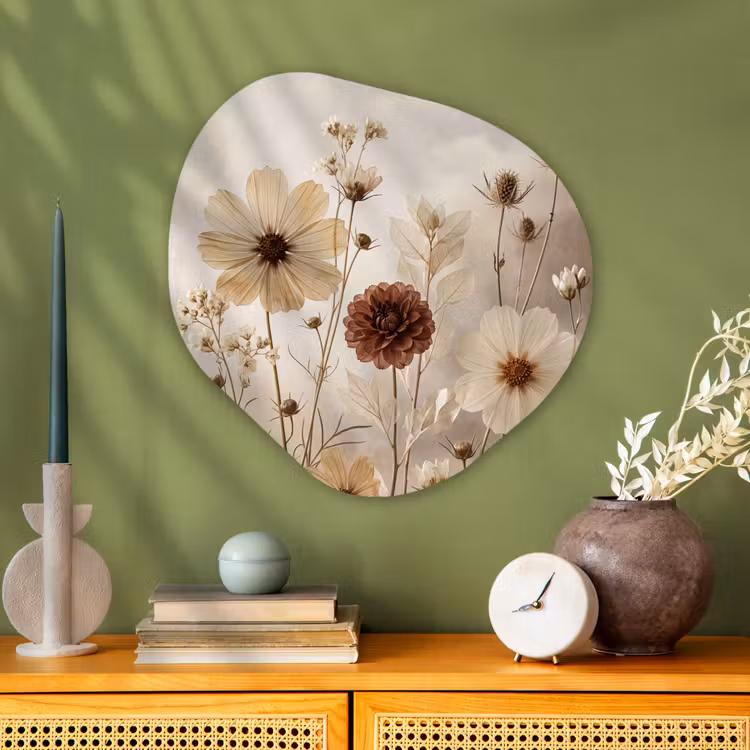 Wilde bloemen - Botanisch - Vintage - Natuur - Rustiek Wandcirkel Organisch Aluminium middel -sfeer2