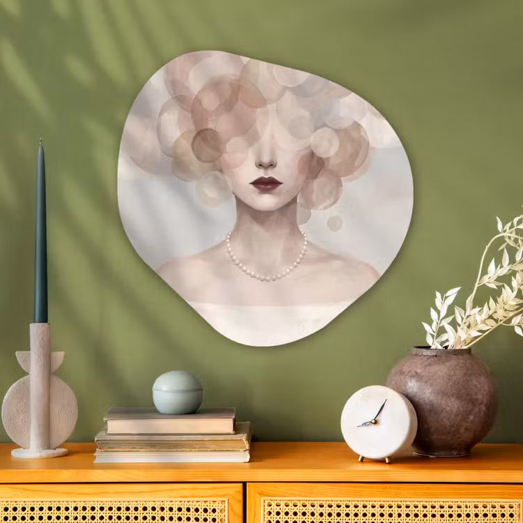 Vrouw - Cirkels - Beige Wandcirkel Organisch Aluminium middel -sfeer2
