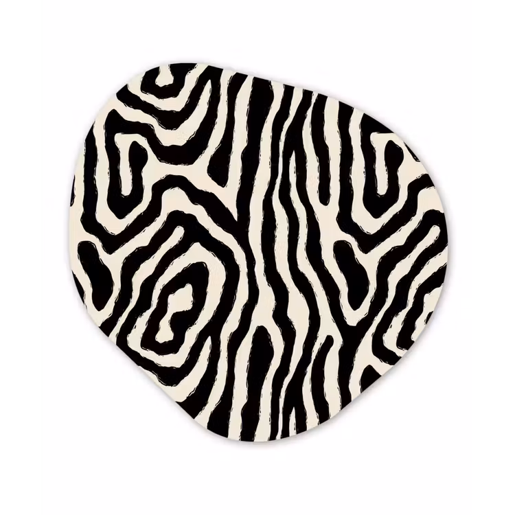 Zebra - Zwart - Abstract Wandcirkel Organisch Aluminium middel 851 -3d