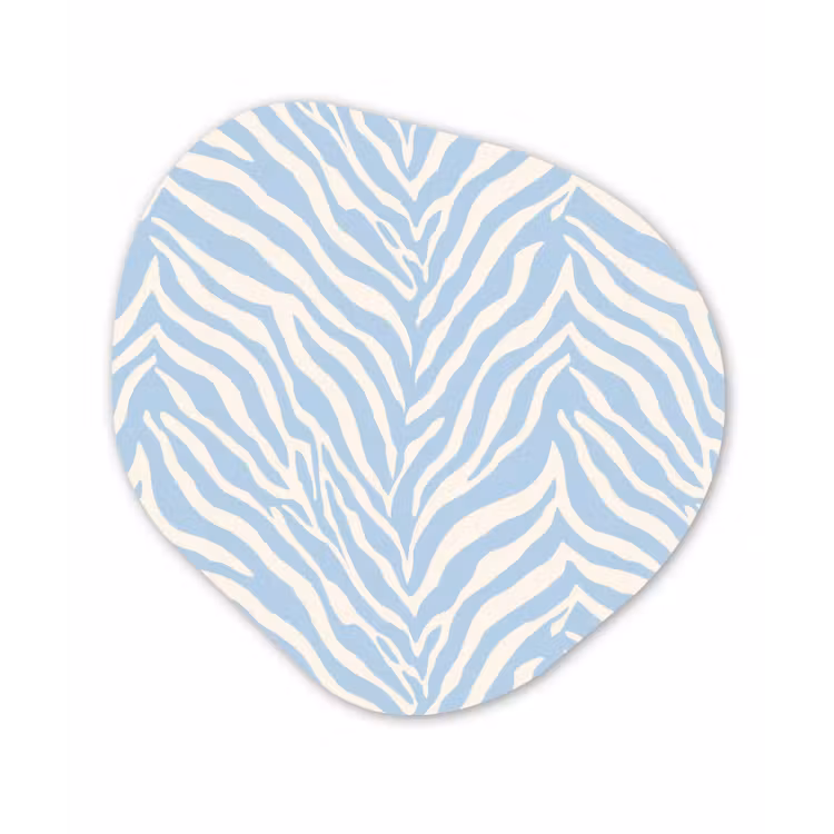 Zebra - Motief - Blauw - Wit Wandcirkel Organisch Aluminium middel 851 -3d