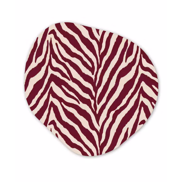 Zebra - Motief - Bordeaux - Rood Wandcirkel Organisch Aluminium middel 851 -3d