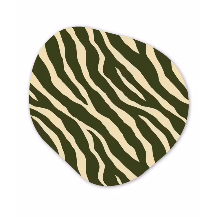 Zebra - Patroon - Groen Wandcirkel Organisch Aluminium middel 851 -3d