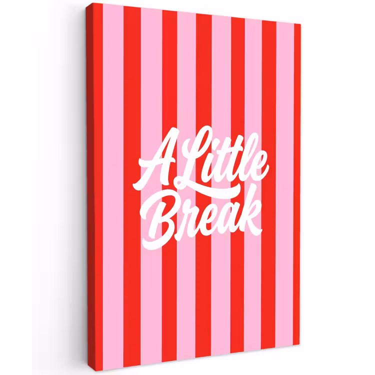 A Little Break - Strepen - Rood - Roze Tuinposter op houten frame 2 cm dik klein -3d