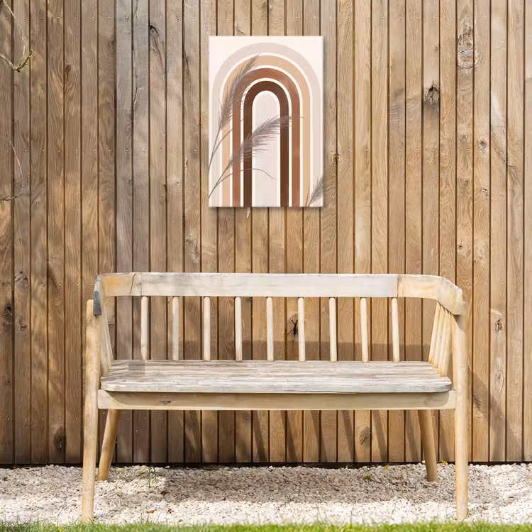 Abstract - Bogen - Plant - Boho - Beige Tuinposter op houten frame 2 cm dik klein -sfeer4