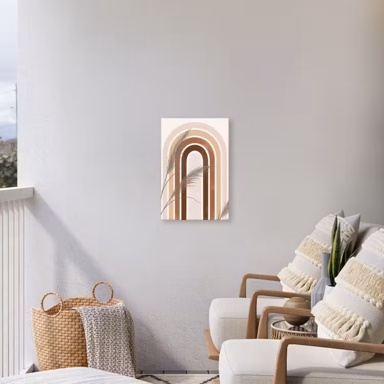 Abstract - Bogen - Plant - Boho - Beige Tuinposter op houten frame 2 cm dik klein -sfeer1