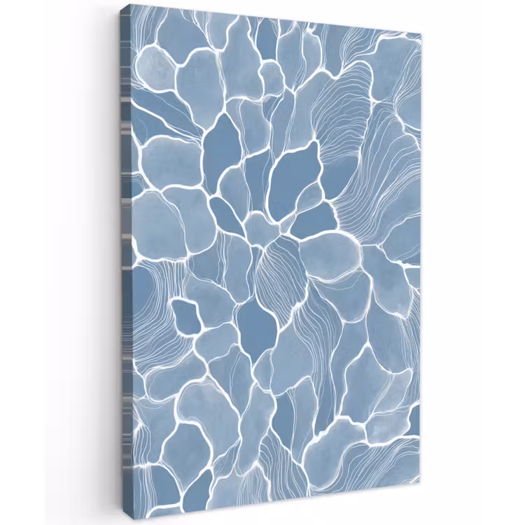 Abstract - Blauw - Bladeren Tuinposter op houten frame 2 cm dik klein -3d