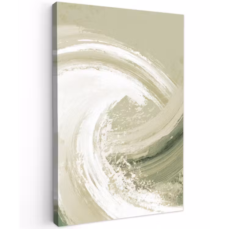 Abstract - Penseelstreken - Golven - Groen Tuinposter op houten frame 2 cm dik klein -3d