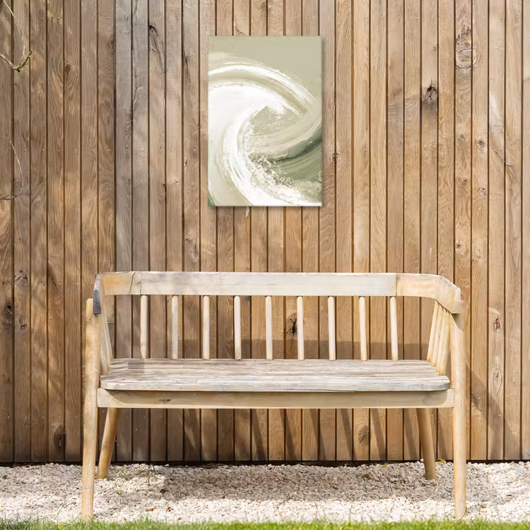 Abstract - Penseelstreken - Golven - Groen Tuinposter op houten frame 2 cm dik klein -sfeer4