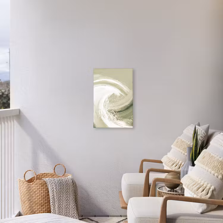 Abstract - Penseelstreken - Golven - Groen Tuinposter op houten frame 2 cm dik klein -sfeer1