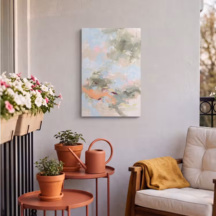 Abstract - Borstelstreken - Kunst - Modern - Pastel Tuinposter op houten frame 2 cm dik klein -sfeer1