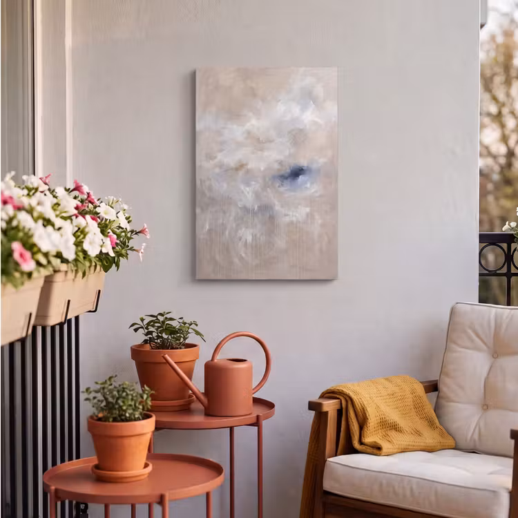 Abstract - Wolken - Sfeer - Modern - Beige Tuinposter op houten frame 2 cm dik klein -sfeer1