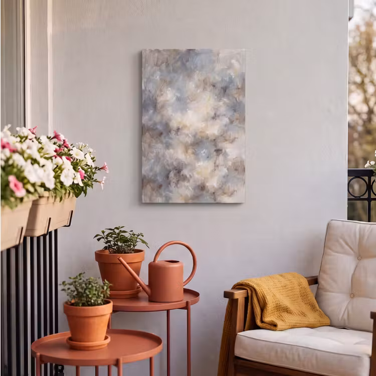 Abstract - Wolken - Sfeervol - Beige - Grijs Tuinposter op houten frame 2 cm dik klein -sfeer1
