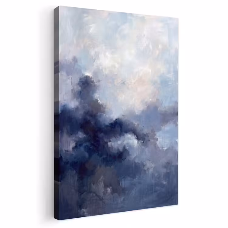 Abstract - Wolken - Modern - Blauw - Kunst Tuinposter op houten frame 2 cm dik klein -3d
