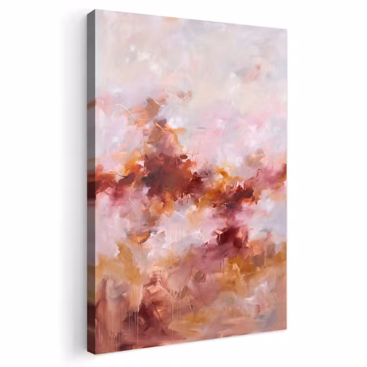 Abstract - Kleurrijk - Kunst - Modern - Roze-Rood Tuinposter op houten frame 2 cm dik klein -3d