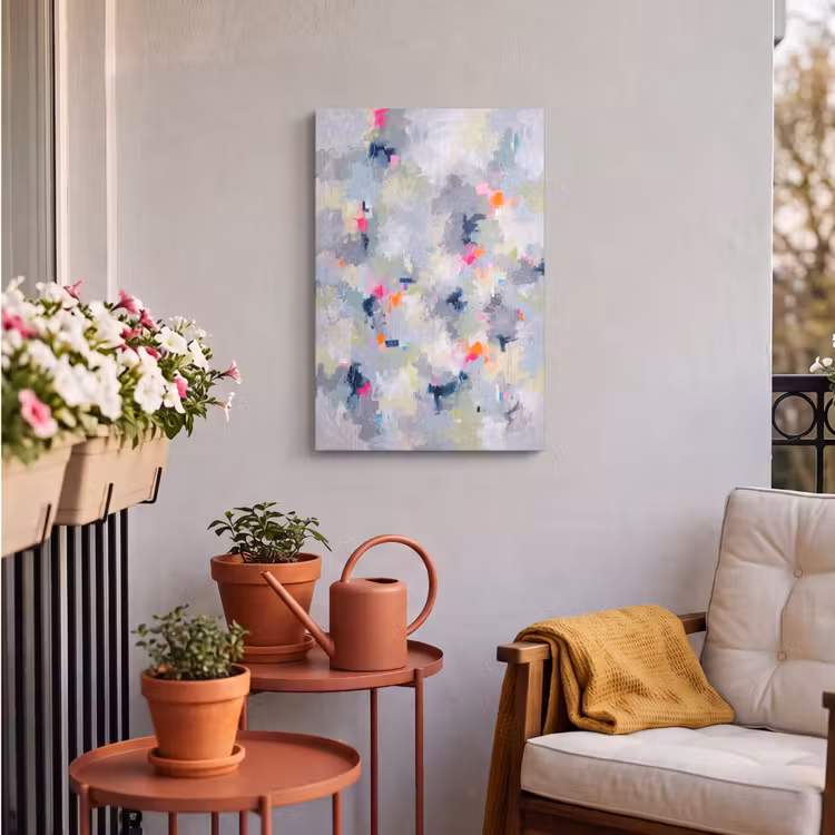 Abstract - Kleurrijk - Modern - Kunst Tuinposter op houten frame 2 cm dik klein -sfeer1