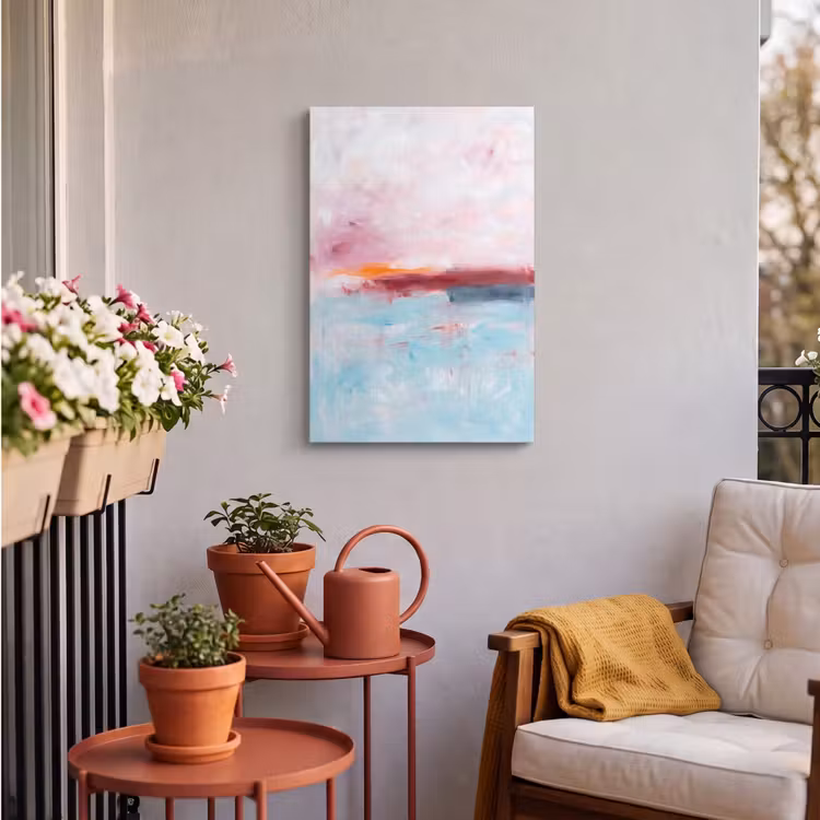 Abstract - Kleuren - Modern - Kunst - Roze Tuinposter op houten frame 2 cm dik klein -sfeer1
