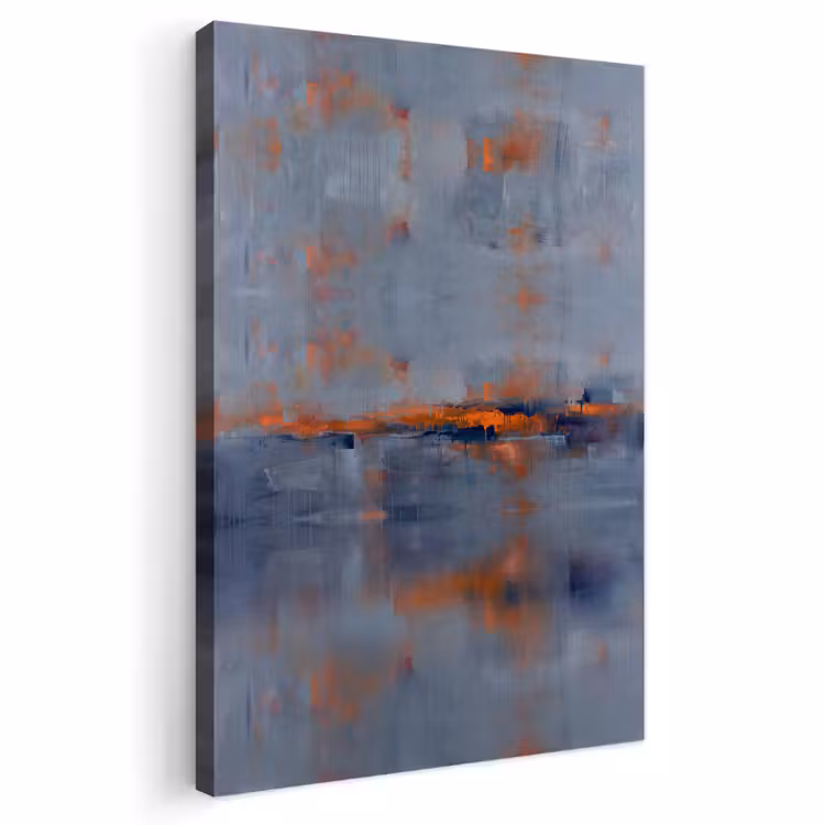 Abstract - Kleuren - Modern - Oranje - Grijs Tuinposter op houten frame 2 cm dik klein -3d