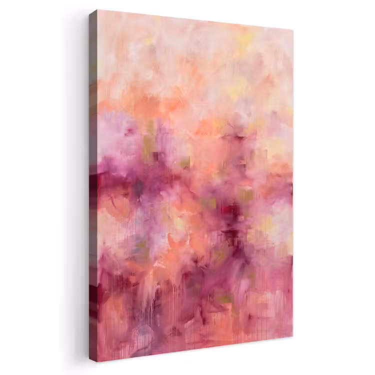 Abstract - Kleuren - Modern - Roze - Paars Tuinposter op houten frame 2 cm dik klein -3d