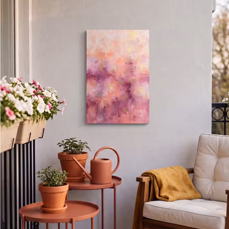 Abstract - Kleuren - Modern - Roze - Paars Tuinposter op houten frame 2 cm dik klein -sfeer1