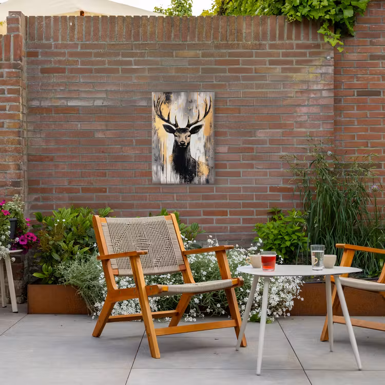 Abstract - Hert - Gewei - Goud Tuinposter op houten frame 2 cm dik klein -sfeer3
