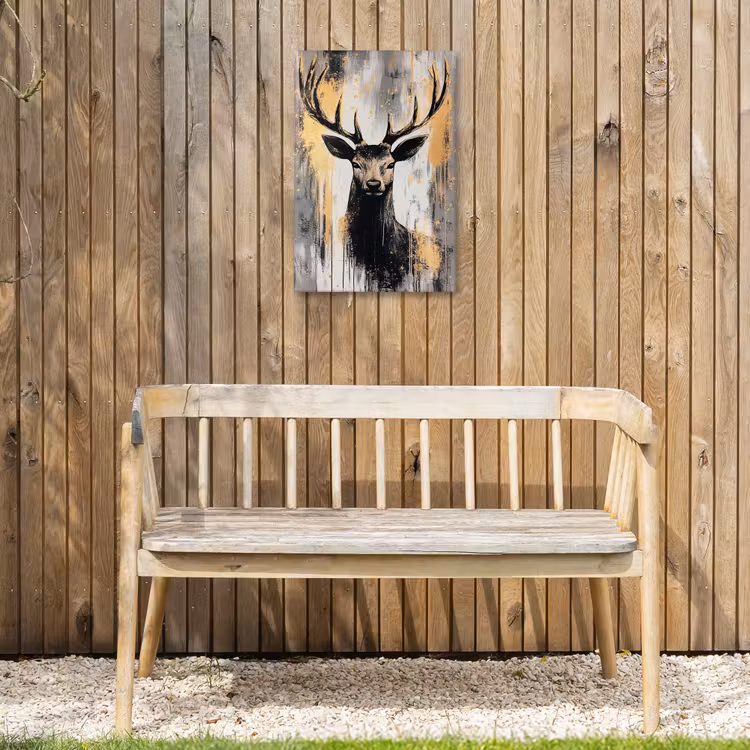 Abstract - Hert - Gewei - Goud Tuinposter op houten frame 2 cm dik klein -sfeer4