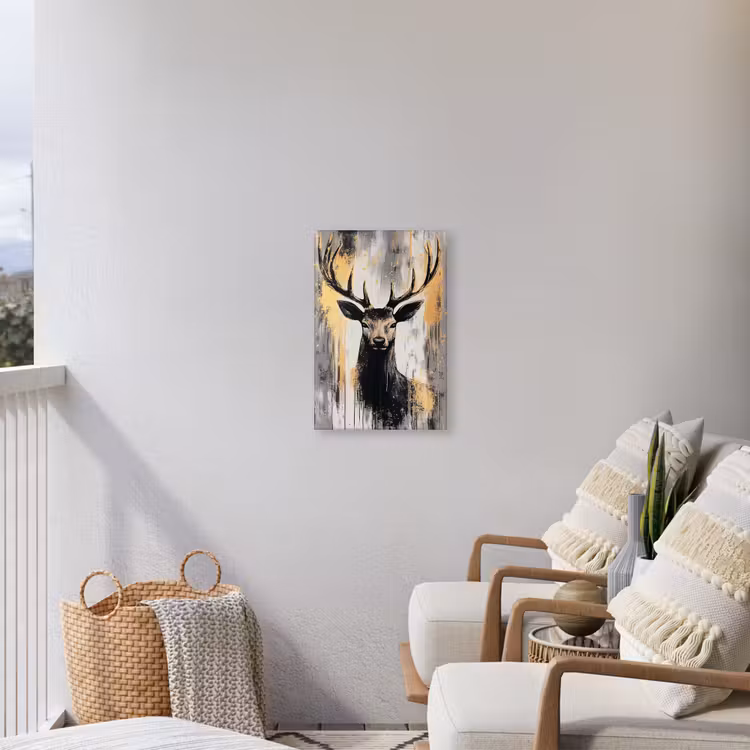 Abstract - Hert - Gewei - Goud Tuinposter op houten frame 2 cm dik klein -sfeer1